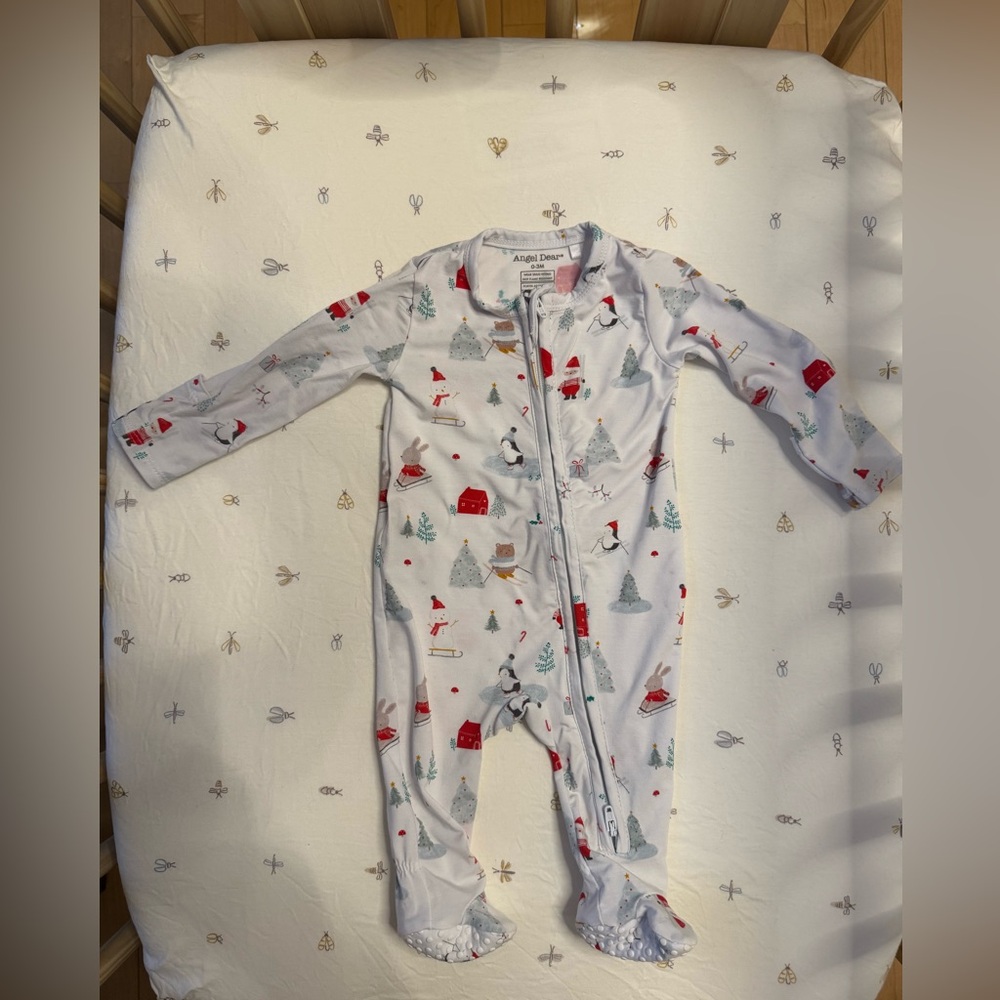 Angel Dear Santa Ski Friends - 2 Way Zipper Footie - 0-3M